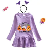 Halloween Toddler Girl 2PCS Cosplay Mummy Pumpkin Long Sleeve Tutu Dresses with Headband Dress Up