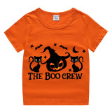 Halloween Toddler Girl 3PCS Cosplay Boo Crew Cats Pumpkin T-shirt Tutu Dresses Sets with Headband Dress Up