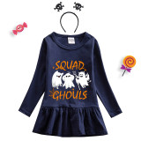 Halloween Toddler Girl 2PCS Cosplay Squad Ghouls T-shirt Long Sleeve Tutu Dresses with Headband Dress Up
