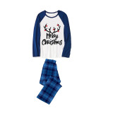 Christmas Matching Family Pajamas Exclusive Design Black Reindeer Head Blue Pajamas Set