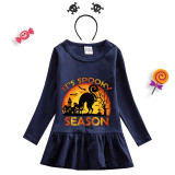 Halloween Toddler Girl 2PCS Cosplay It's Spooky Season Cat Long Sleeve Tutu Dresses with Headband Dress Up