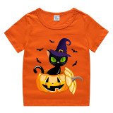 Halloween Toddler Girl 3PCS Cosplay Cat And Pumpkin T-shirt Tutu Dresses Sets with Headband Dress Up