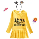 Halloween Toddler Girl 2PCS Cosplay Four Cats Long Sleeve Tutu Dresses with Headband Dress Up