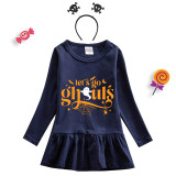 Halloween Toddler Girl 2PCS Cosplay Let's Go Ghouls Long Sleeve Tutu Dresses with Headband Dress Up