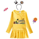 Halloween Toddler Girl 2PCS Cosplay Happy Halloween Long Sleeve Tutu Dresses with Headband Dress Up