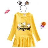 Halloween Toddler Girl 2PCS Cosplay Three Ghosts Long Sleeve Tutu Dresses with Headband Dress Up