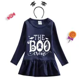 Halloween Toddler Girl 2PCS Cosplay The Boo Crew Long Sleeve Tutu Dresses with Headband Dress Up