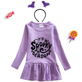 Halloween Toddler Girl 2PCS Cosplay It's Spooky Season Long Sleeve Tutu Dresses with Headband Dress Up
