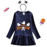 Halloween Toddler Girl 2PCS Cosplay Three Ghosts Long Sleeve Tutu Dresses with Headband Dress Up