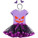 Halloween Toddler Girl 3PCS Cosplay Pumpkin Ghostface T-shirt Tutu Dresses Sets with Headband Dress Up
