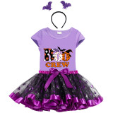 Halloween Toddler Girl 3PCS Cosplay The Boo Crew Bats Tutu Dresses Sets with Headband Dress Up