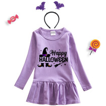 Halloween Toddler Girl 2PCS Cosplay Witch Long Sleeve Tutu Dresses with Headband Dress Up