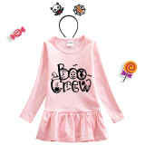 Halloween Toddler Girl 2PCS Cosplay Boo Crew Spider Web Long Sleeve Tutu Dresses with Headband Dress Up