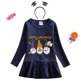 Halloween Toddler Girl 2PCS Cosplay Three Gnomies Trick Or Treat Long Sleeve Tutu Dresses with Headband Dress Up