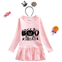 Halloween Toddler Girl 2PCS Cosplay Boo Squad Pumpkins Long Sleeve Tutu Dresses with Headband Dress Up