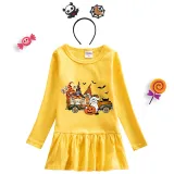 Halloween Toddler Girl 2PCS Cosplay Gnomies In The Car Long Sleeve Tutu Dresses with Headband Dress Up