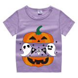 Halloween Toddler Girl 3PCS Cosplay Boo Pumpkin Two Ghosts T-shirt Tutu Dresses Sets with Headband Dress Up