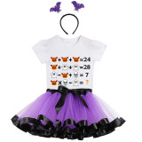 Halloween Toddler Girl 3PCS Cosplay Arithmetics T-shirt Tutu Dresses Sets with Headband Dress Up