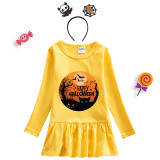 Halloween Toddler Girl 2PCS Cosplay Moon Long Sleeve Tutu Dresses with Headband Dress Up