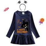 Halloween Toddler Girl 2PCS Cosplay Witch Cat Tree Long Sleeve Tutu Dresses with Headband Dress Up