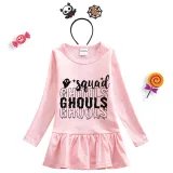 Halloween Toddler Girl 2PCS Cosplay Squad Ghouls Long Sleeve Tutu Dresses with Headband Dress Up