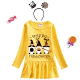 Halloween Toddler Girl 2PCS Cosplay Three Gnomies Long Sleeve Tutu Dresses with Headband Dress Up