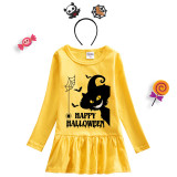 Halloween Toddler Girl 2PCS Cosplay Witch Cat Tree Long Sleeve Tutu Dresses with Headband Dress Up