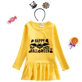 Halloween Toddler Girl 2PCS Cosplay Bat Long Sleeve Tutu Dresses with Headband Dress Up
