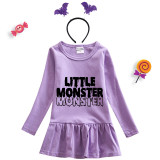 Halloween Toddler Girl 2PCS Cosplay Little Monster Long Sleeve Tutu Dresses with Headband Dress Up