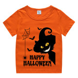 Halloween Toddler Girl 3PCS Cosplay Witch Cat Tree T-shirt Tutu Dresses Sets with Headband Dress Up