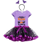 Halloween Toddler Girl 3PCS Cosplay Thick Thighs And Spooky Vibes T-shirt Tutu Dresses Sets with Headband Dress Up