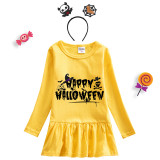 Halloween Toddler Girl 2PCS Cosplay Horror Happy Halloween Long Sleeve Tutu Dresses with Headband Dress Up