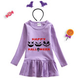 Halloween Toddler Girl 2PCS Cosplay Ghost Faces Long Sleeve Tutu Dresses with Headband Dress Up