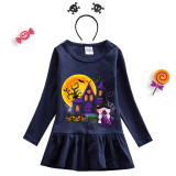 Halloween Toddler Girl 2PCS Cosplay The Castle And Witch Long Sleeve Tutu Dresses with Headband Dress Up