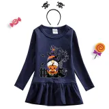 Halloween Toddler Girl 2PCS Cosplay Gnomies With Pumpkin Long Sleeve Tutu Dresses with Headband Dress Up