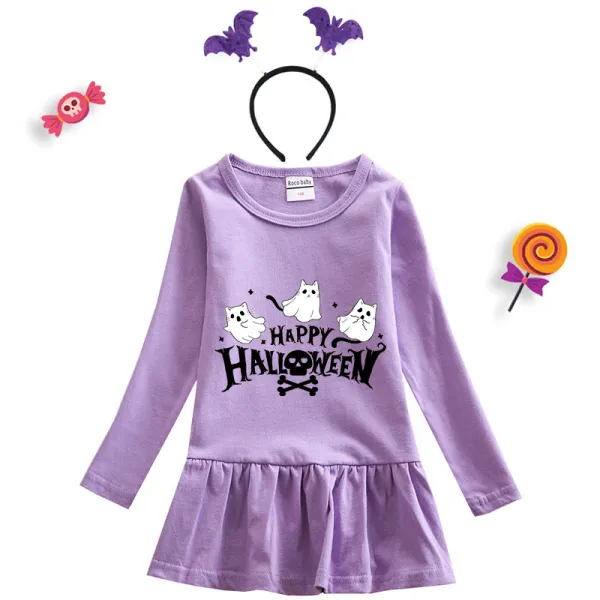 Halloween Toddler Girl 2PCS Cosplay Three Ghosts Long Sleeve Tutu Dresses with Headband Dress Up