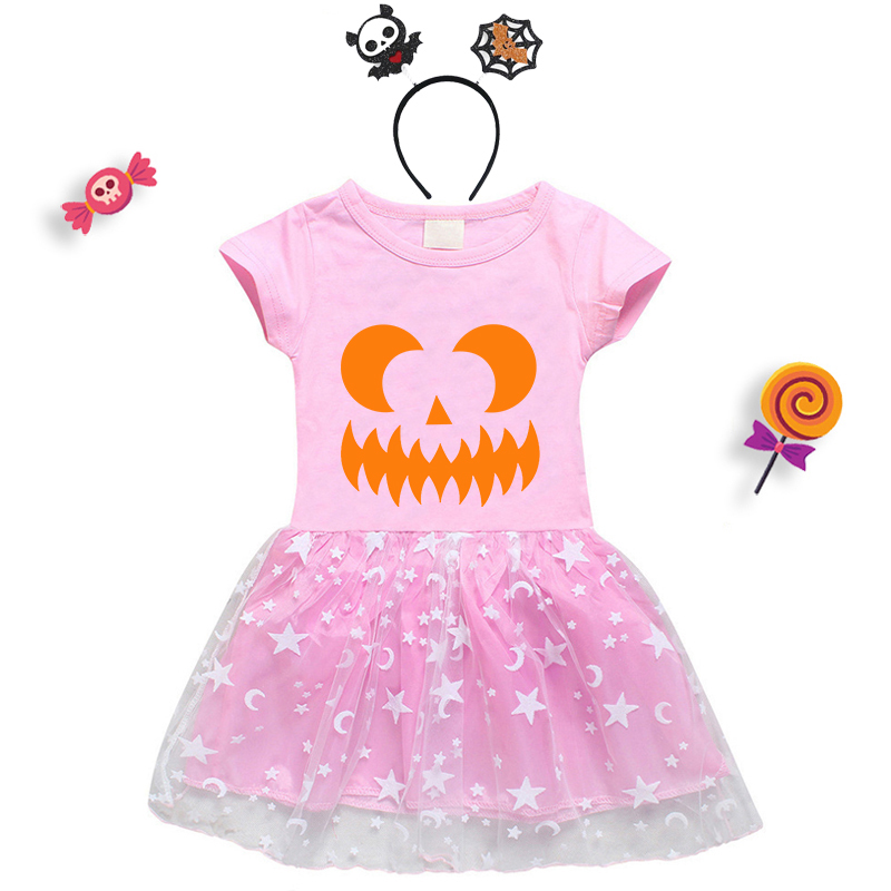 Halloween Toddler Girl 2PCS Cosplay Sawtooth Ghostface Short Sleeve Tutu Dresses with Headband Dress Up