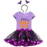 Halloween Toddler Girl 3PCS Cosplay The Boo Crew Pumpkins T-shirt Tutu Dresses Sets with Headband Dress Up