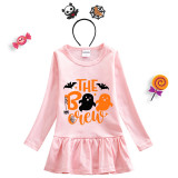 Halloween Toddler Girl 2PCS Cosplay The Boo Crew Ghosts Long Sleeve Tutu Dresses with Headband Dress Up