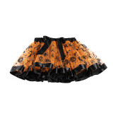 Halloween Toddler Girl 3PCS Cosplay Pumpkins Spider Web T-shirt Tutu Dresses Sets with Headband Dress Up