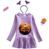 Halloween Toddler Girl 2PCS Cosplay Moon Long Sleeve Tutu Dresses with Headband Dress Up