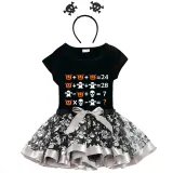 Halloween Toddler Girl 3PCS Cosplay Arithmetics T-shirt Tutu Dresses Sets with Headband Dress Up