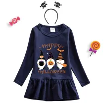 Halloween Toddler Girl 2PCS Cosplay Three Gnomies Long Sleeve Tutu Dresses with Headband Dress Up