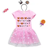 Halloween Toddler Girl 2PCS Cosplay Arithmetics Short Sleeve Tutu Dresses with Headband Dress Up