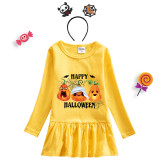 Halloween Toddler Girl 2PCS Cosplay Mummy Pumpkin Long Sleeve Tutu Dresses with Headband Dress Up