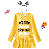 Halloween Toddler Girl 2PCS Cosplay This The Season To Be Spooky Long Sleeve Tutu Dresses with Headband Dress Up