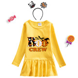 Halloween Toddler Girl 2PCS Cosplay The Boo Crew Bats Long Sleeve Tutu Dresses with Headband Dress Up