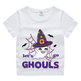 Halloween Toddler Girl 3PCS Cosplay Let's Go Ghouls Ghost T-shirt Tutu Dresses Sets with Headband Dress Up