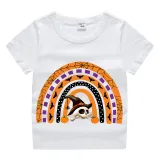 Halloween Toddler Girl 3PCS Cosplay Semi-circle Skull T-shirt Tutu Dresses Sets with Headband Dress Up