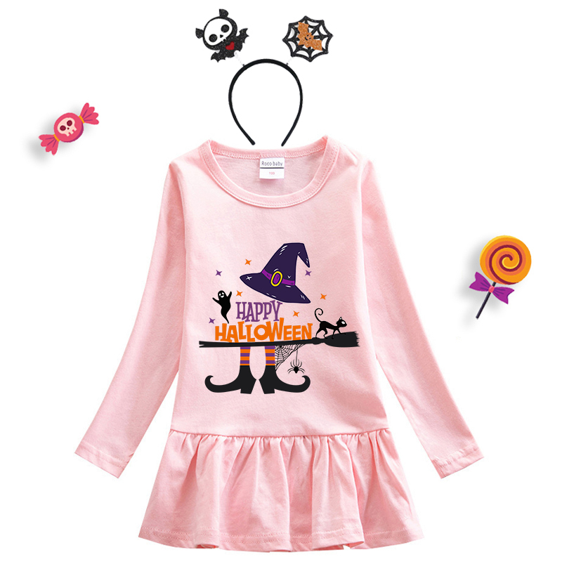 Halloween Toddler Girl 2PCS Cosplay Witch Hat Boots Long Sleeve Tutu Dresses with Headband Dress Up
